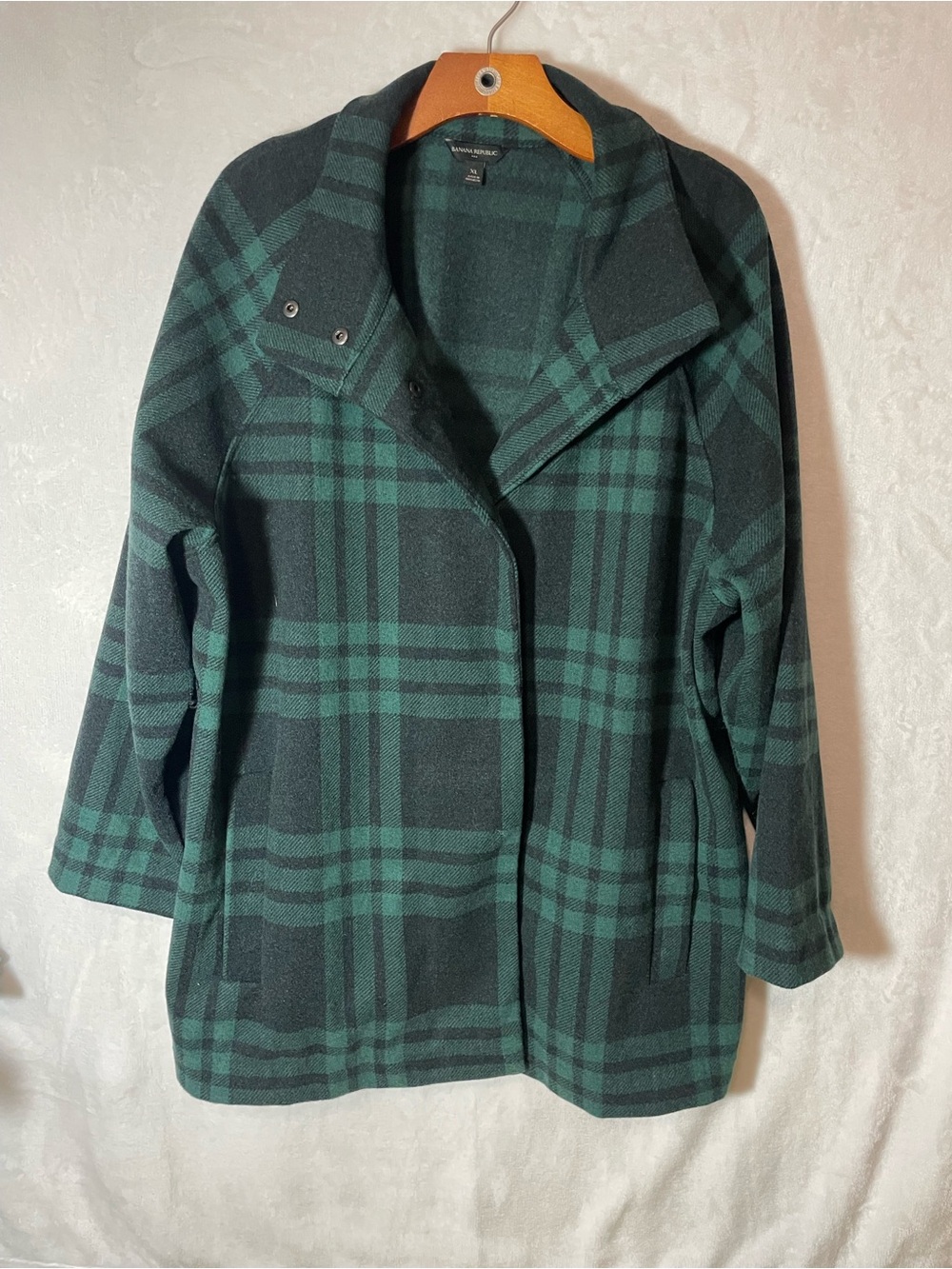 Banana Republic Dark Green Plaid Shacket